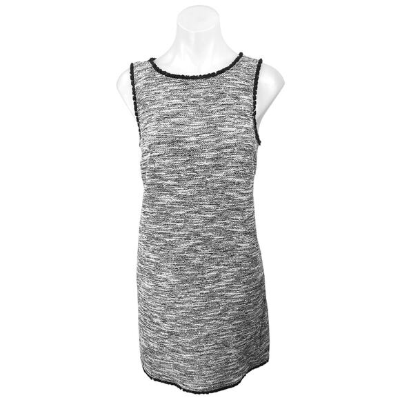 Ann Taylor LOFT Gray Tweed Sleeveless Fringe Back Zip Mini Shift Dress Size S - Picture 4 of 8